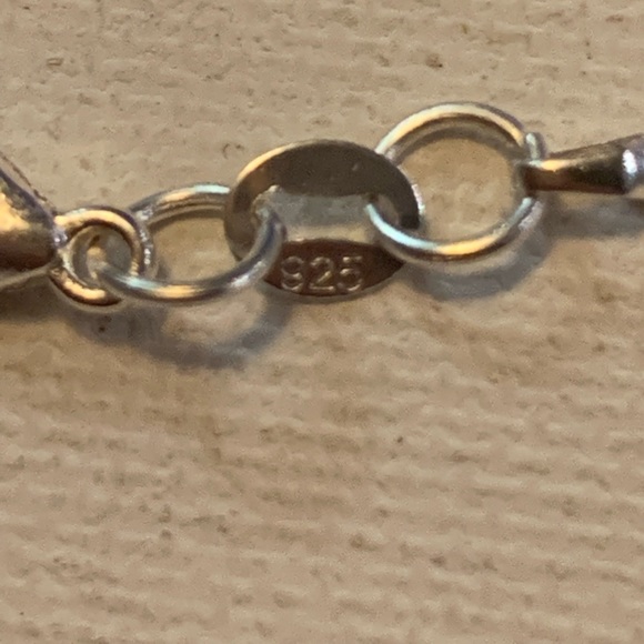 New 22” 925 Silver necklace with cross and rhinestone charm ( charm is not 925 ) - Picture 2 of 6